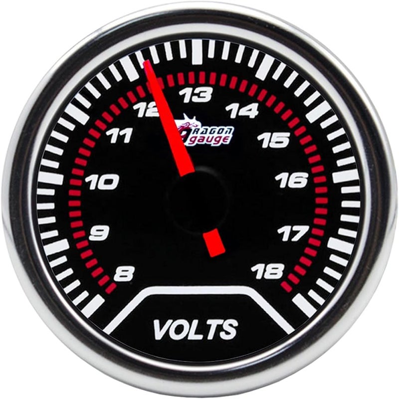 LKRXW Car Volt Gauge 2" 52mm Auto Voltage Gauge Meter Universal Volt Tester Pointer Gauge 12V Bright Light Indicator Meter Smoke Len 8 to 18 V - Image 1